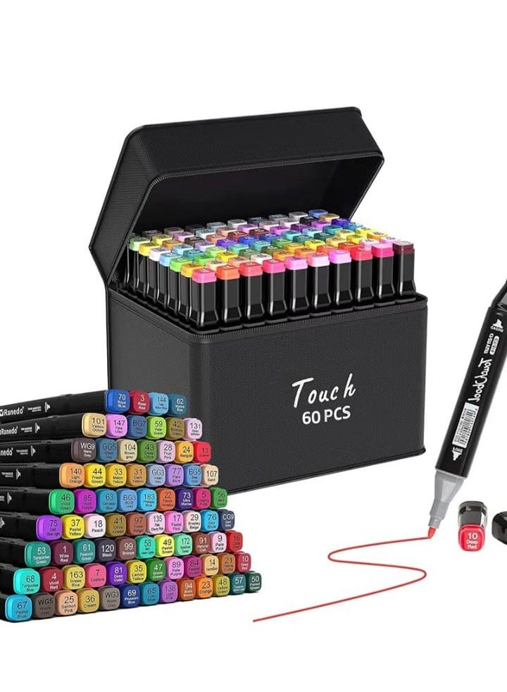 Gelanti Permanent Art Marker 60 Colors Set for Graphic Drawing Brassin Design Graffiti Adult Coloring Shading Chisel Multicolor Swift - Image 1